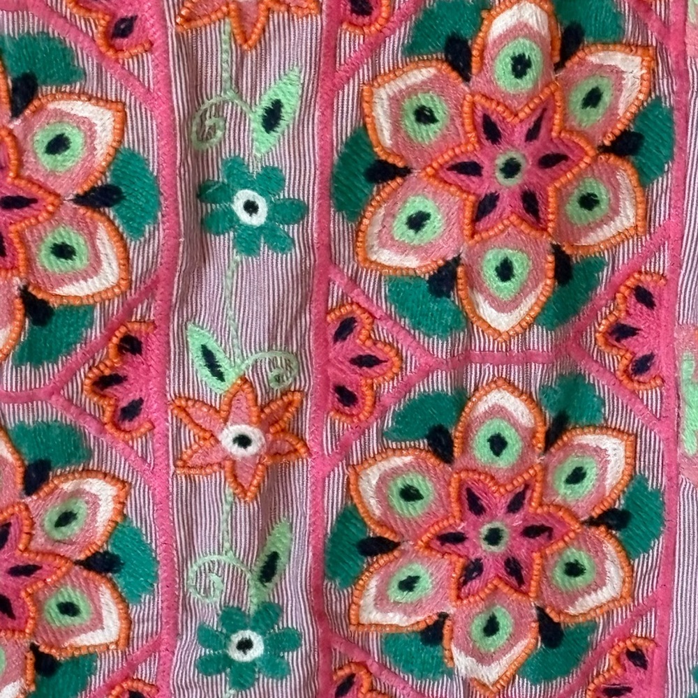 Anthropologie Embroidered & Appliqued Dress - Pink with Multicolor Floral Size 0 - Picture 5 of 12